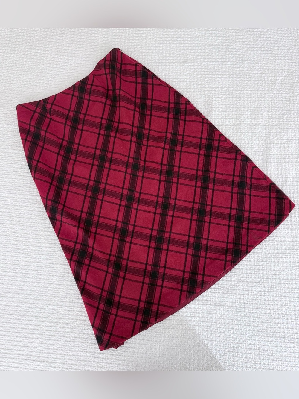 Kate Hill 100% Wool Plaid A-Line Skirt Holiday Red Black Plaid Lined EUC Sz 18W